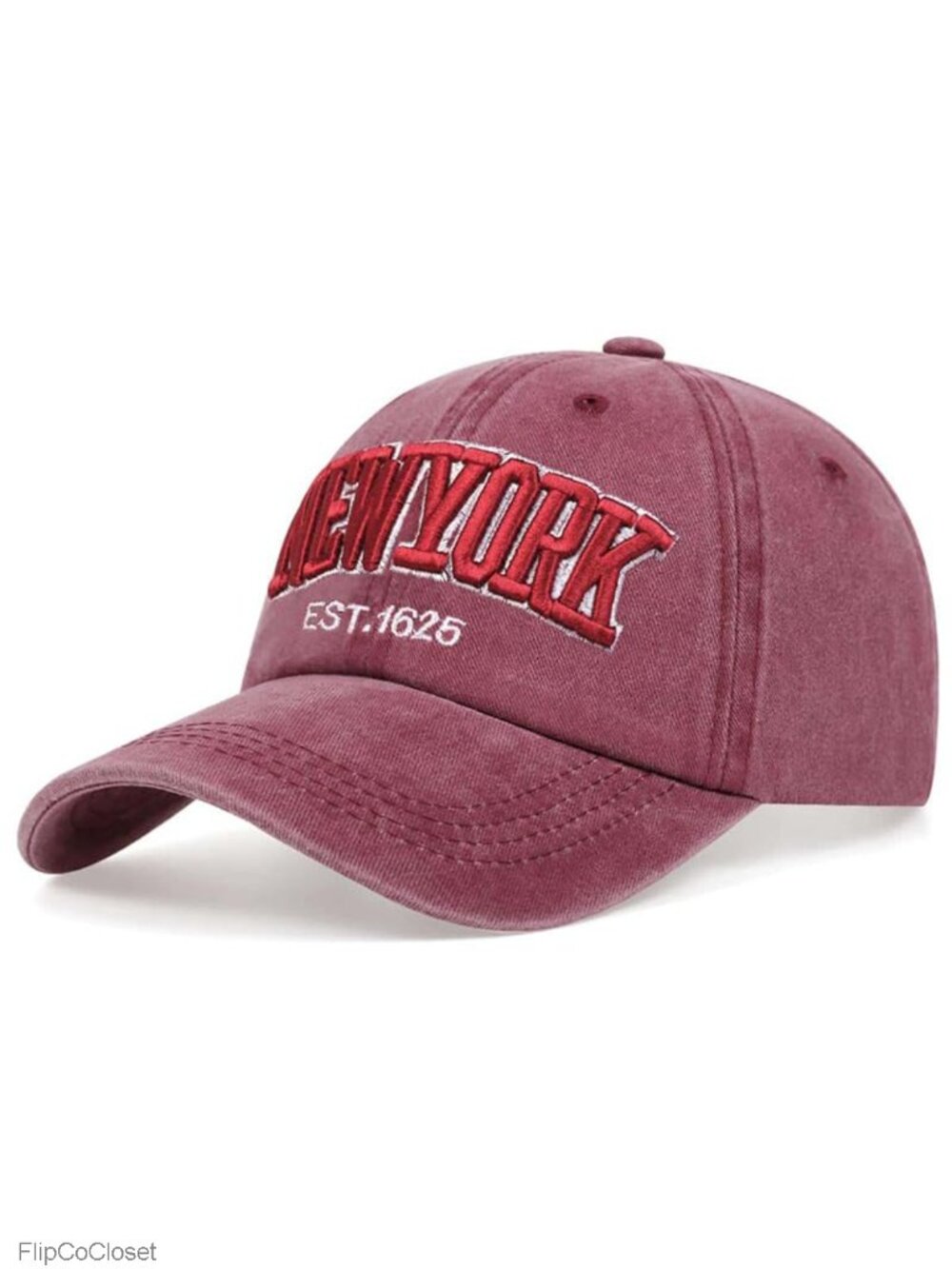 Cotton Vintage Washed Baseball Cap New York Embroidery Low Crown